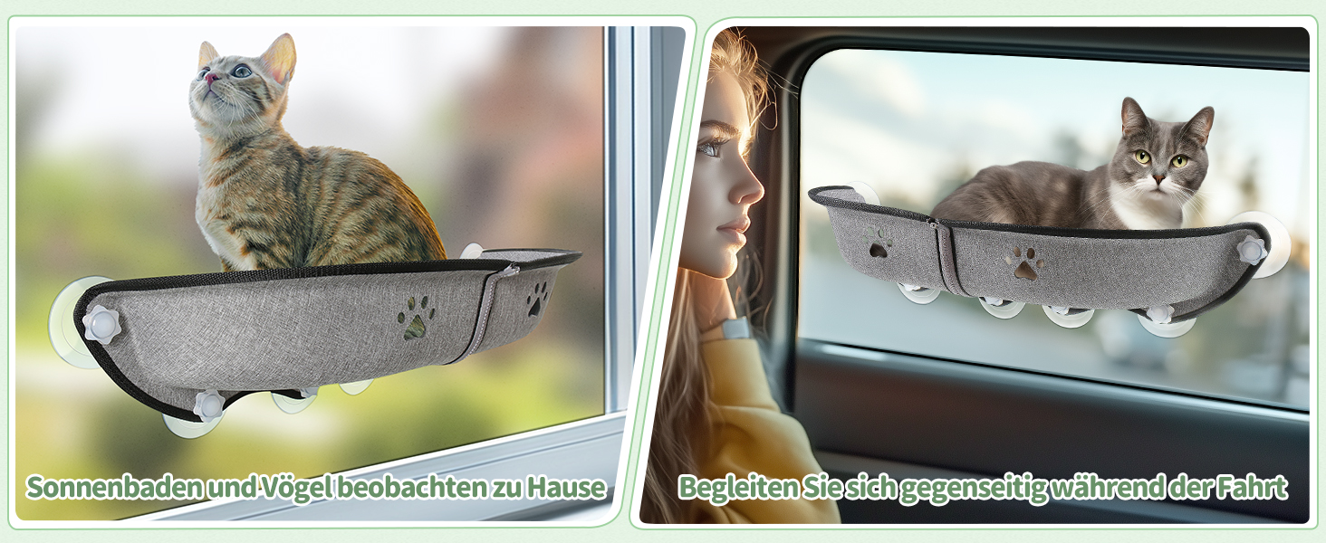 Кішка ліжко на вікно GUUSII HOME - гамак для котів, сіре, 71x19x9 см