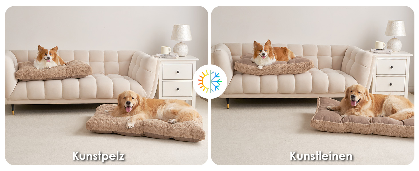 Килимок для собак великих порід EHEYCIGA, 104x68 см, XL, коричневий, з штучним хутром та льоном