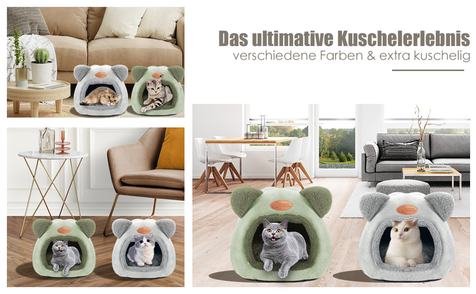 Кішка-будиночок: зручне ліжко-хатинка для котів середніх розмірів (зелене)