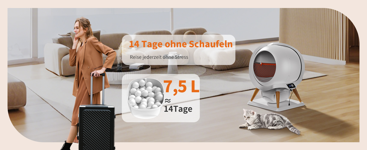 Автоматичний лоток для котів HoneyGuaridan SL900 з самоочищенням, 63л, з підключенням до додатку, сенсорами та подвійним живленням