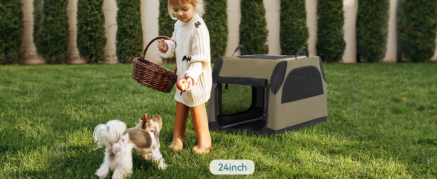 PETSFIT переносна переносна собача переноска для автомобіля та дому, M (76x50x48 см), армійний зелений