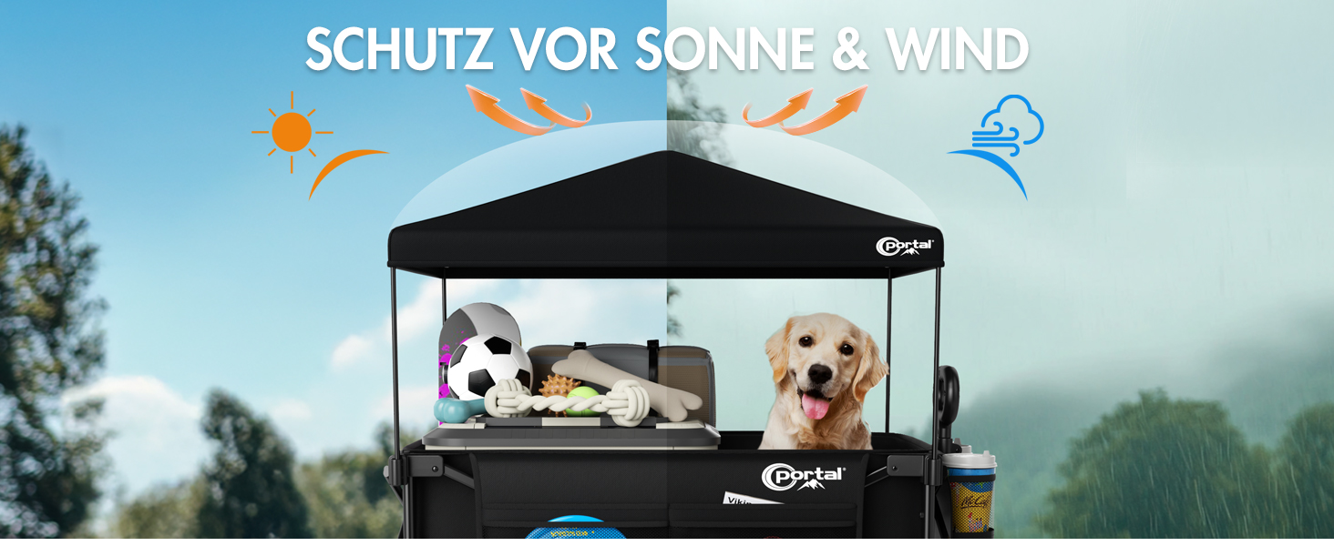 Портал складаний візок для покупок з дахом 350л, 122кг, чорний