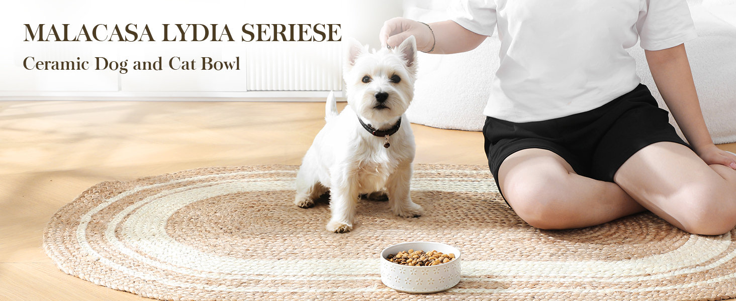 Миска для собак Malacasa з підставкою з горіхового дерева, 450 мл, подвійна миска для собак та котів, для корму та води, неслизька підставка, дизайн у стилі квітки та соти (450 мл, 1 шт.)