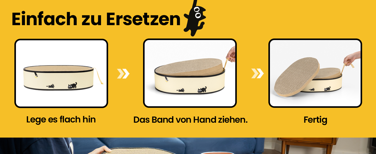 Кігтеточка для котів з будиночком та 4 змінними шарами - велика кігтеточка з міцного гофрокартону, двосторонні шари з наклейками DIY - лежанка для котів у квартирі, захист меблів, чорна, велика