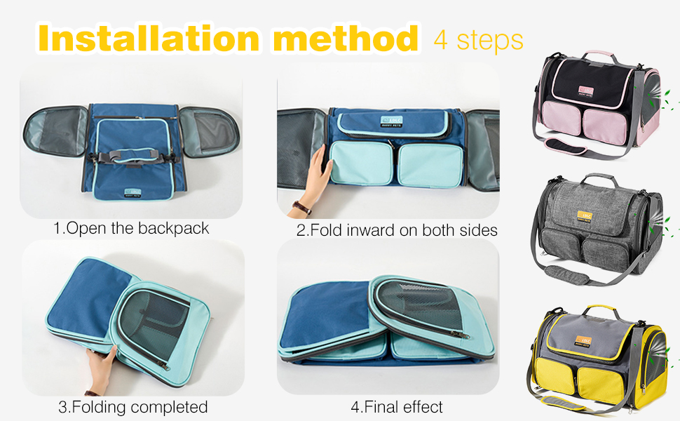 Транспортна переноска для собак та котів PETCUTE, дихаюча, складана, з м'яким матрацом, з плечовим ременем, сертифікована для авіаперевезень, жовта