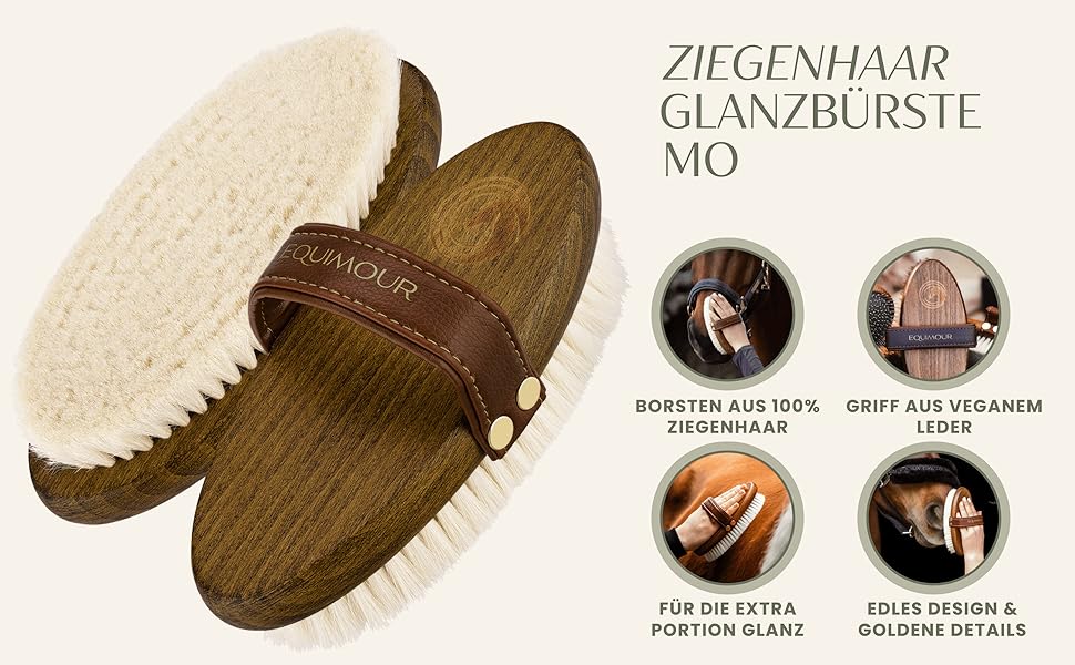 Набір щіток для коней Equimour Glanz-Duo 2 в 1 з натуральною щетиною – преміум догляд за шерстю, видалення пилу, надання блиску, делікатний та довговічний