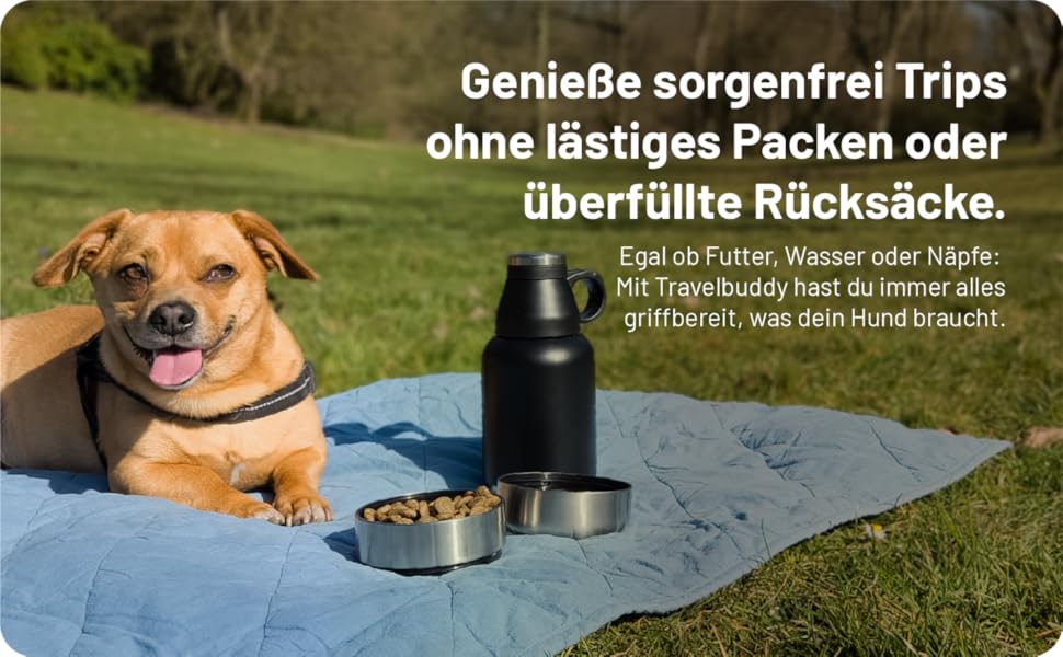 Водяна пляшка для собак TravelBuddy 3-в-1 з мискою та сумкою для перенесення - витоки неможливі, портативна | Поїлка для цуценят та домашніх тварин | Водяні пляшки для собак - подорожі та прогулянки