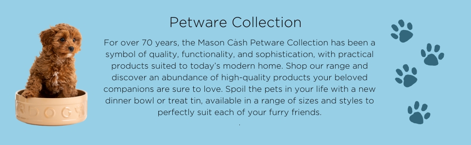 Миска для собак Mason Cash з порцеляни, з ручкою та синім написом, 15 см, 1 шт.