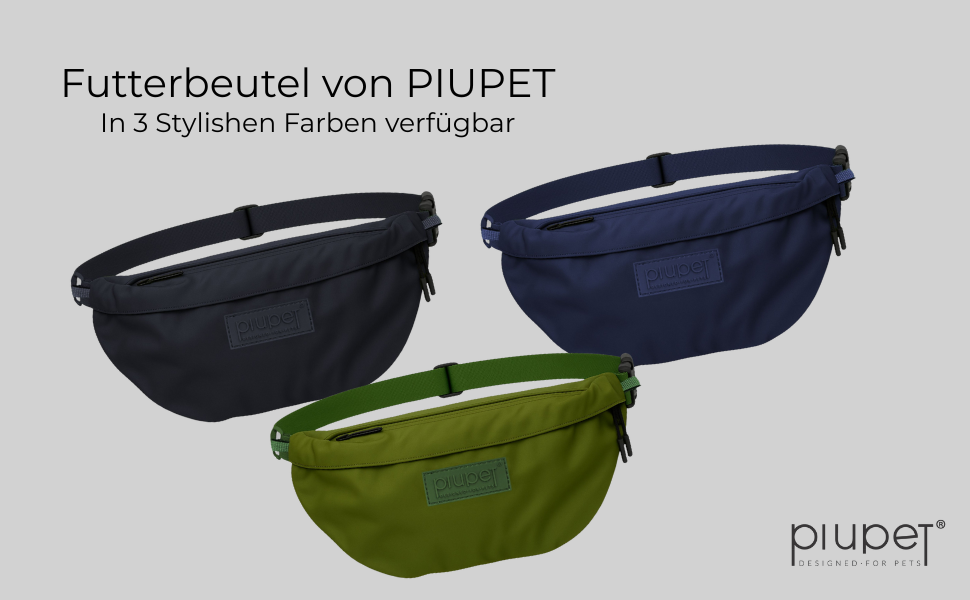 PiuPet® Сумка для ласощів для собак | Стильна та водонепроникна сумка для прогулянок з 3 відділеннями на блискавці | 2-в-1 сумка на живіт та через плече для дресирування собак | Знімний внутрішній кишеньковий органайзер (Блакитна)