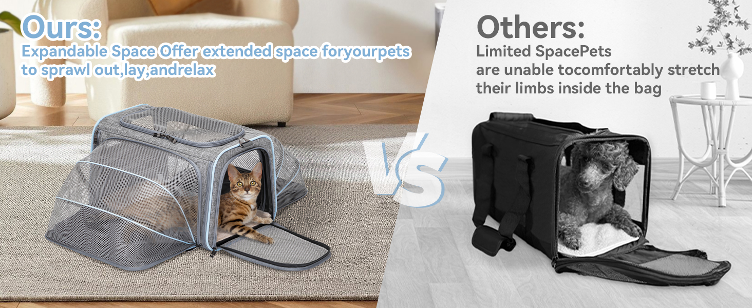 Складна переноска для котів і собак Petsfit, розширювана авіа-сумка з плечовим ременем, синя, розмір S