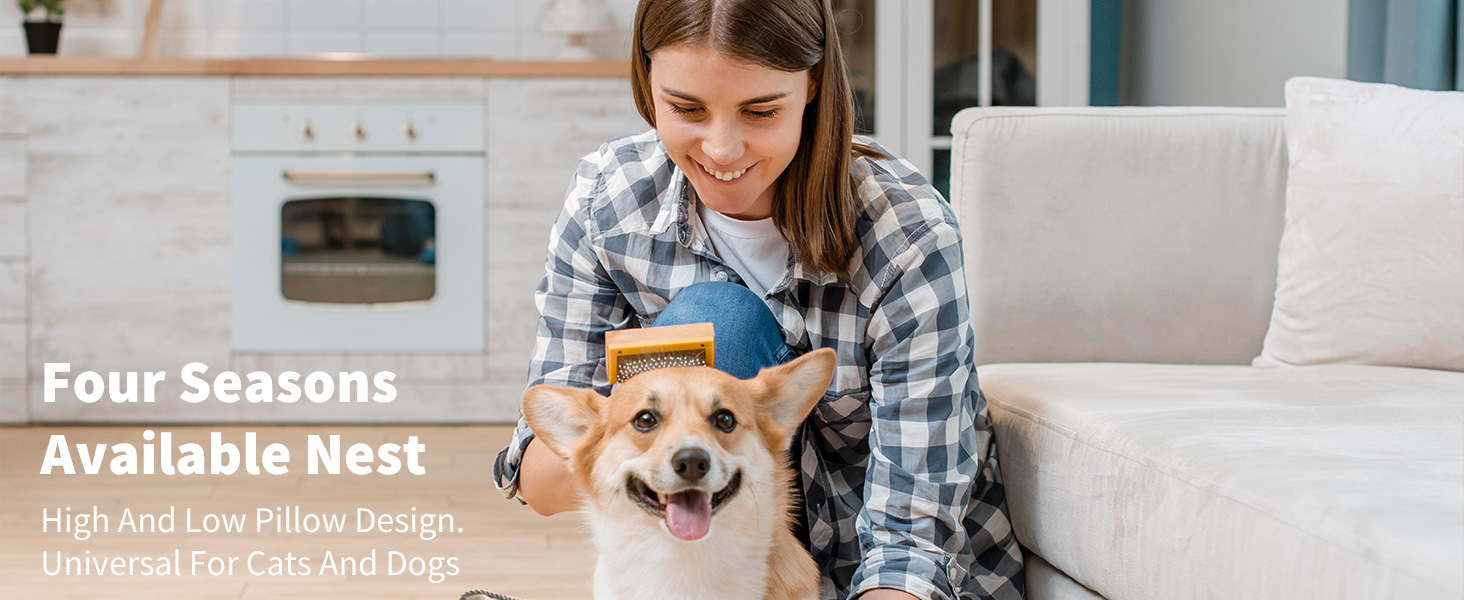 Ортопедичне ліжко для собак середніх та великих порід PETCUTE з знімним та миючим чохлом, антиковзаюче дно, м'яке диван-ліжко, сірий колір, з підголівником