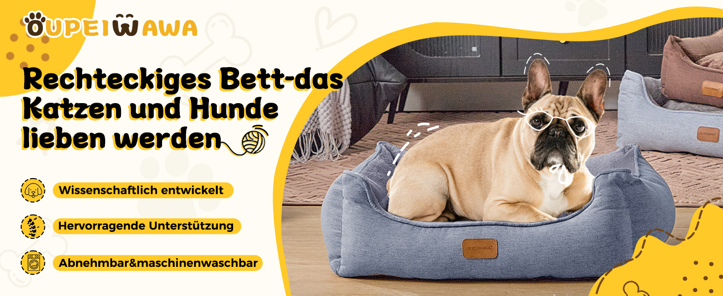 Ортопедичне ліжко для собак маленьких та середніх порід, 52x41x16 см, м'яке та зручне, кошик для собак з високим бортиком, знімний та пральний чохол, неслизьке, світло-сірий, для дому та авто