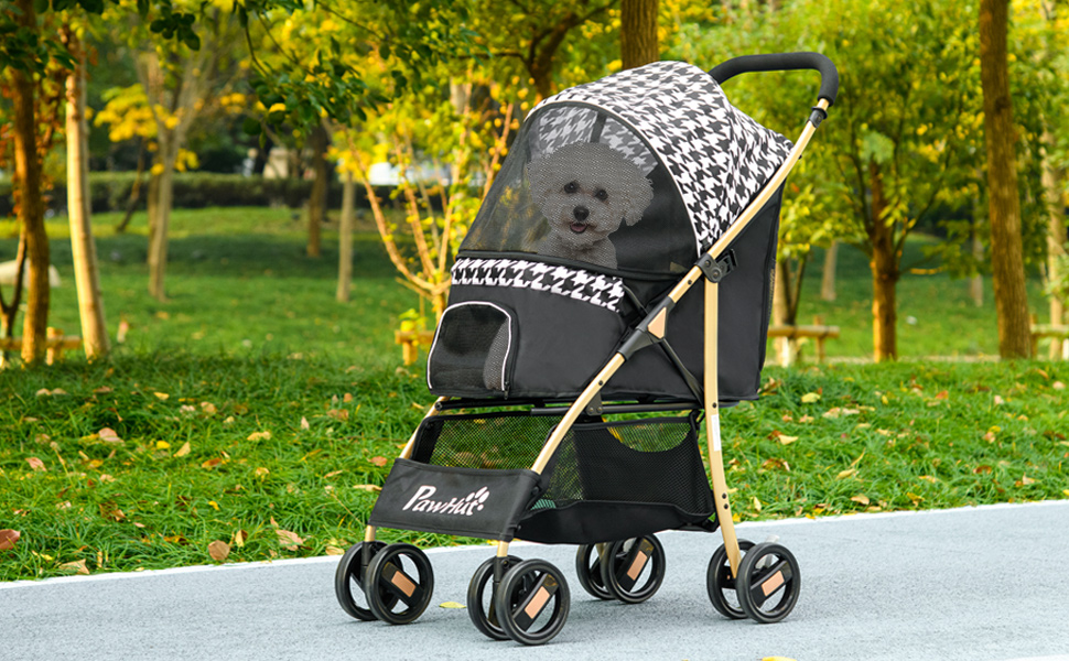 Візок для собак PawHut, розкладний, чорний, 80x44,5x97 см