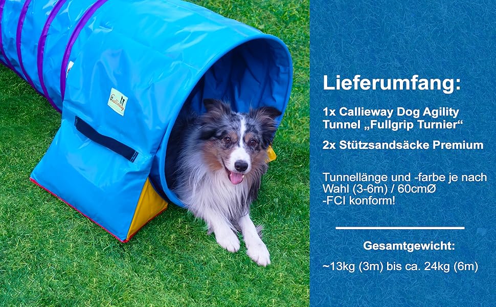 Туннель для аджиліті Callieway® для собак, діаметр 60 см, повний захват 360°, жовтий (6 м)