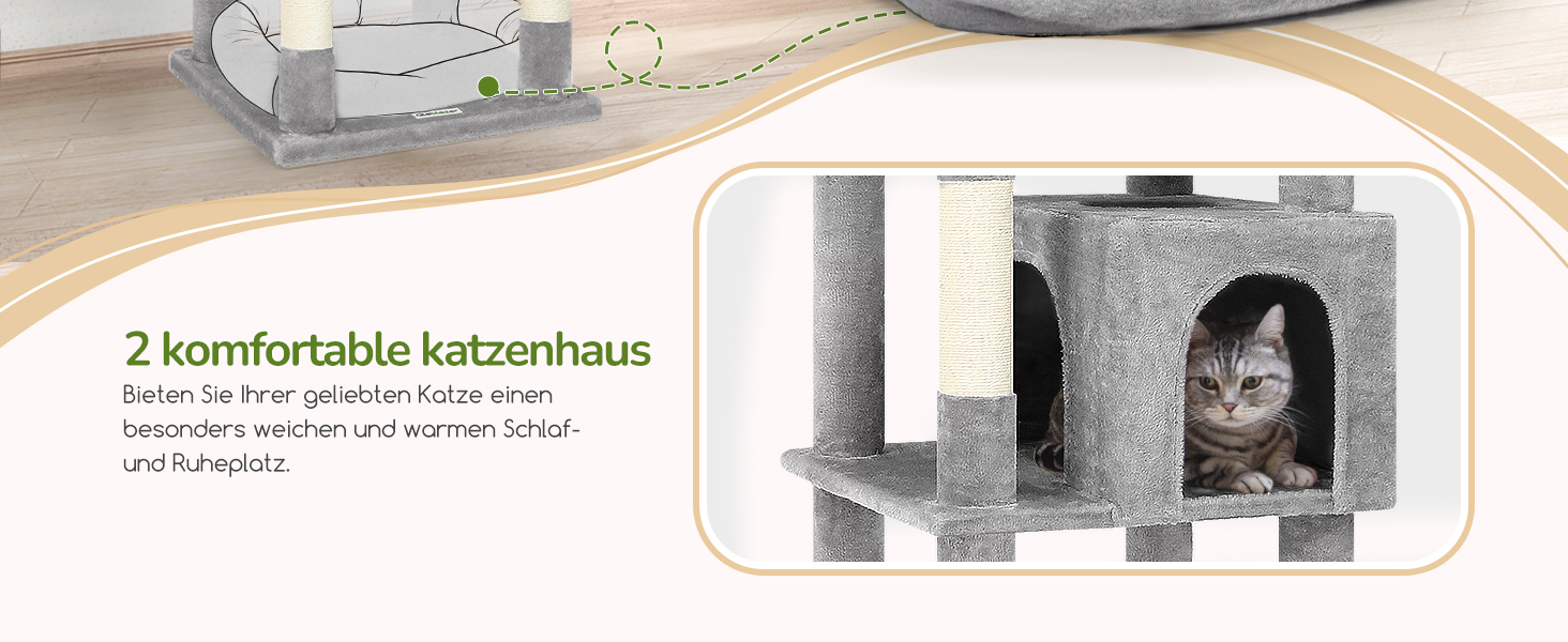 Комплекс для котів Globlazer з будиночками, лежаками та когтеточками, 189 см, сірий (XXL)