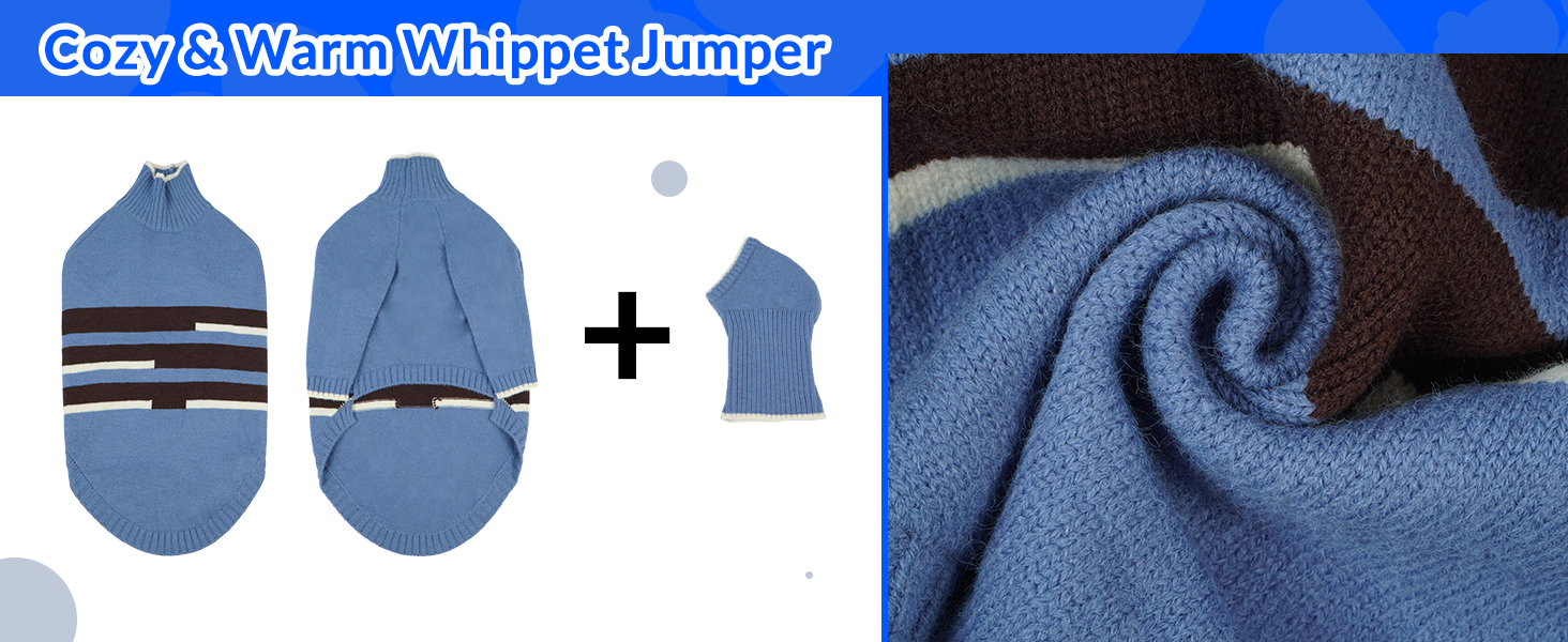 Пуловер для породистих собак Windhund Antel, теплий зимовий пуловер/світшот для великих собак, м'яка куртка для лайкерів (Areegrün, S, Blau)