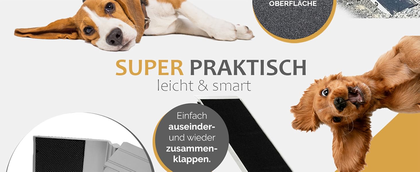 Рампа для собак Petigi: пандус у багажник авто, складна, алюмінієва, 244 см