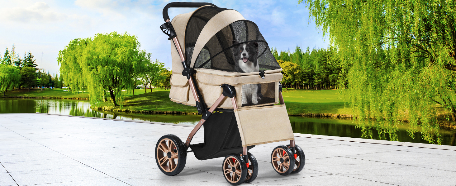 Візок для собак YITAHOME, розкладний, для маленьких собак, сірий (без сумки для мами)