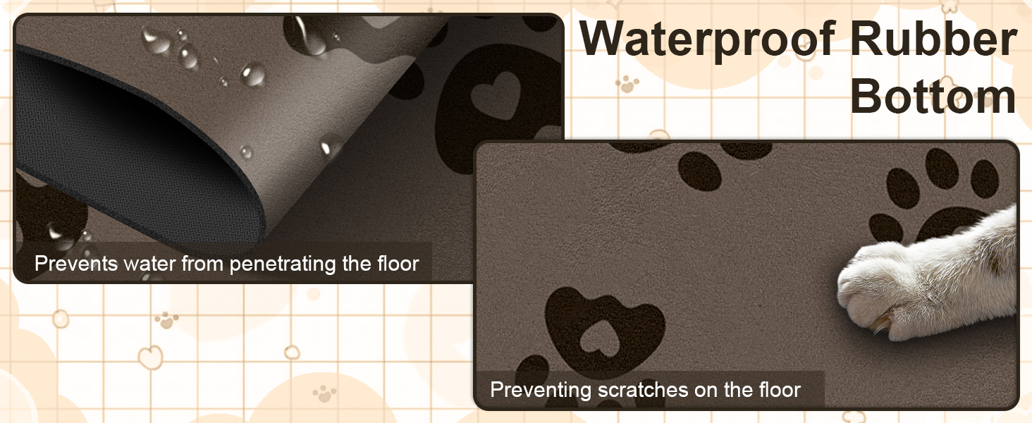 Килимок для годівлі собак Bleswin 30x50 см, водопоглинаючий, неслизький, коричневий