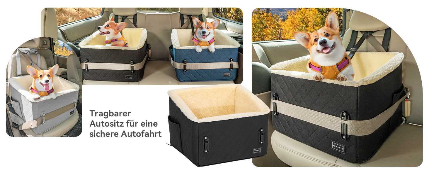 PETSFIT Автокрісло для собак, підняте на 12.5 см, чорний, для собак до 12 кг