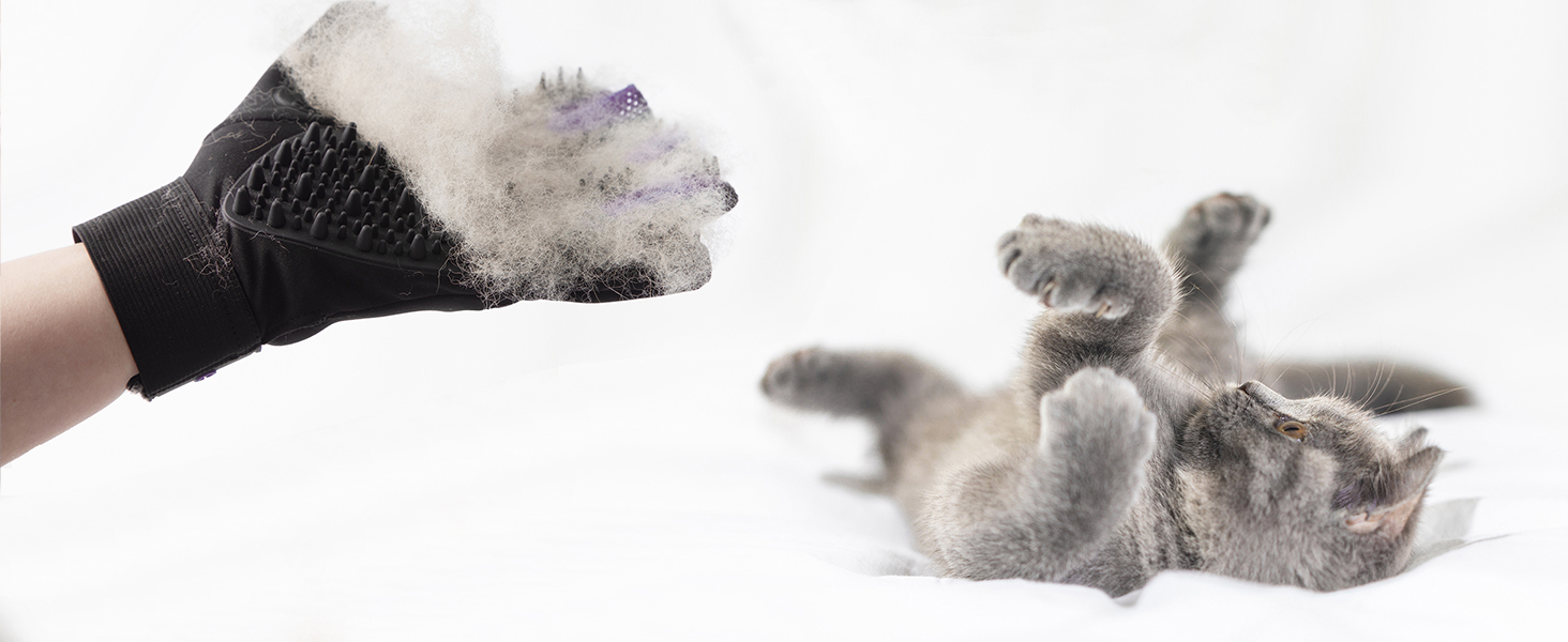 Рукавички для грумінгу COOLJOB, рукавички для миття шерсті тварин, рукавички для розчісування та видалення шерсті, для котів, собак, коней, кроликів (S-M)