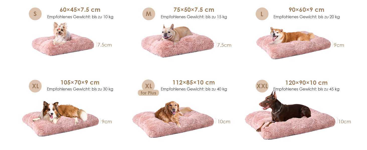 М'яке ліжко для собак EHEYCIGA, великі породи XXL, 120x90 см, рожеве, знімний чохол, неслизьке, з довгим плюшем