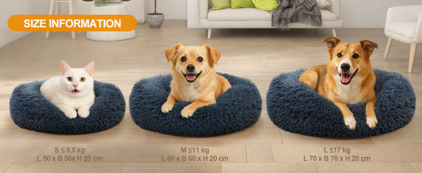 М'яке ліжко для собак та котів, зручне та тепле, з антистресовим ефектом, для маленьких та середніх порід (60 см, темно-сірий)
