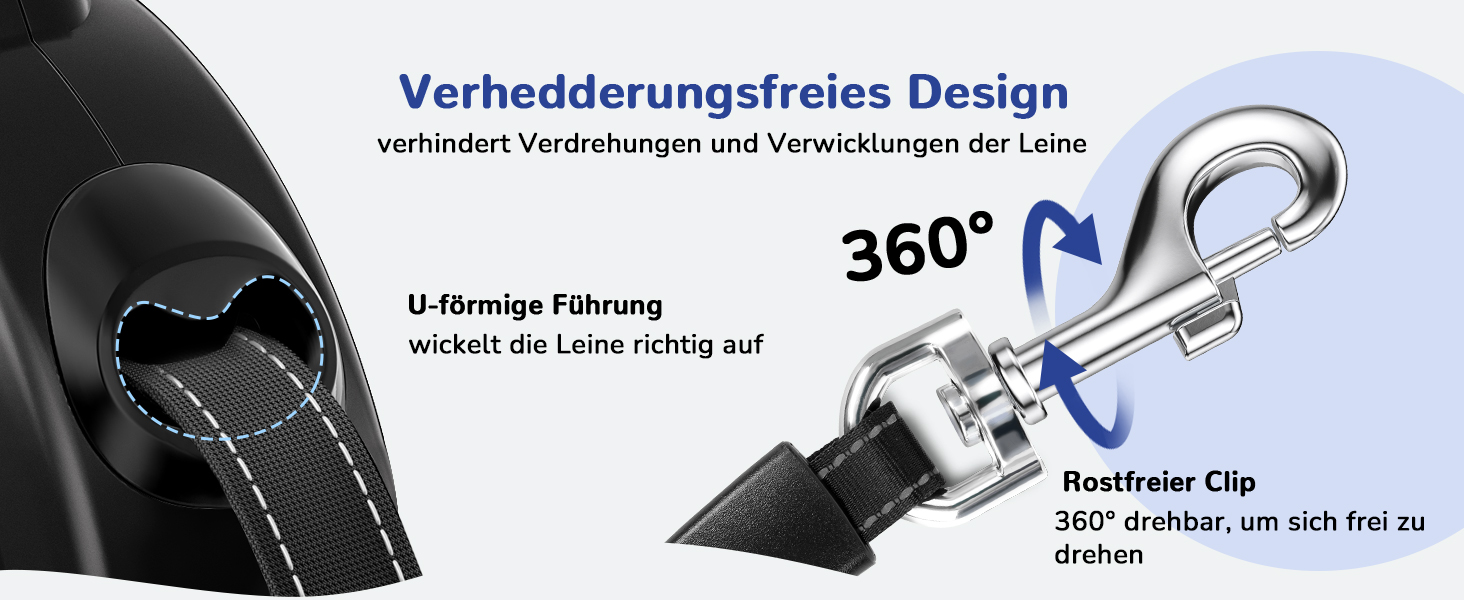 Рулетка для собак Pecute 10м, чорна. Макс. вага - 50 кг, антизаплутана, з кнопкою швидкої зупинки