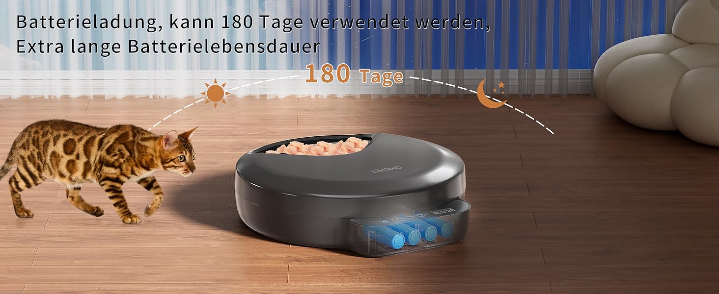 Автоматичний дозатор корму для котів та собак, 8oz*4 прийоми їжі, з таймером, з замком безпеки, з 2 охолоджувальними акумуляторами (Чорний)