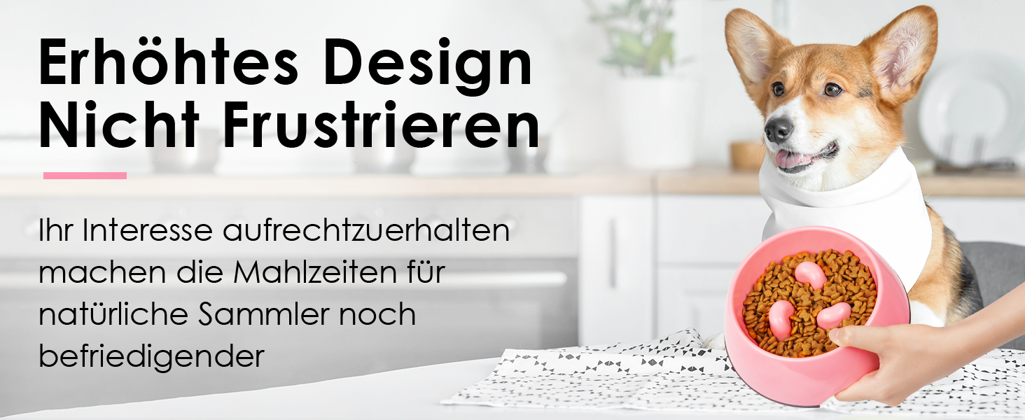 Миска для собак та котів Uperdeign, антизатримка, інтерактивна, 600 мл, рожева