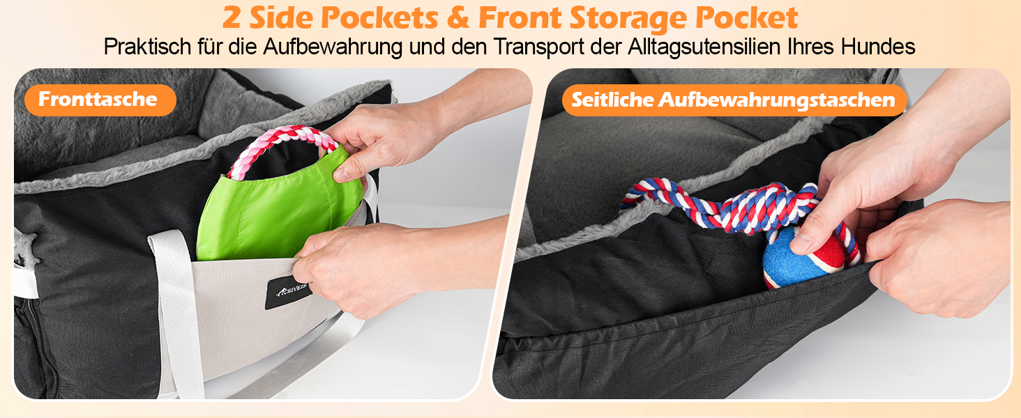 Автомобільний лежак для собак 3-в-1 – переносна лежанка для маленьких собак, з розкладною поверхнею, м'яким матрацом, для переднього та заднього сидіння, чорний