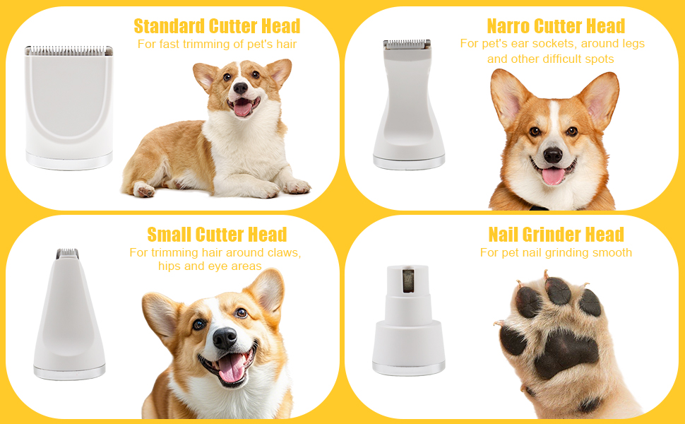 Набір для догляду за тваринами 4-в-1: машинка для стрижки собак та котів, триммер для лап, точилка для кігтів, машинка для стрижки шерсті | USB-C | для тіла, лап, очей, вух