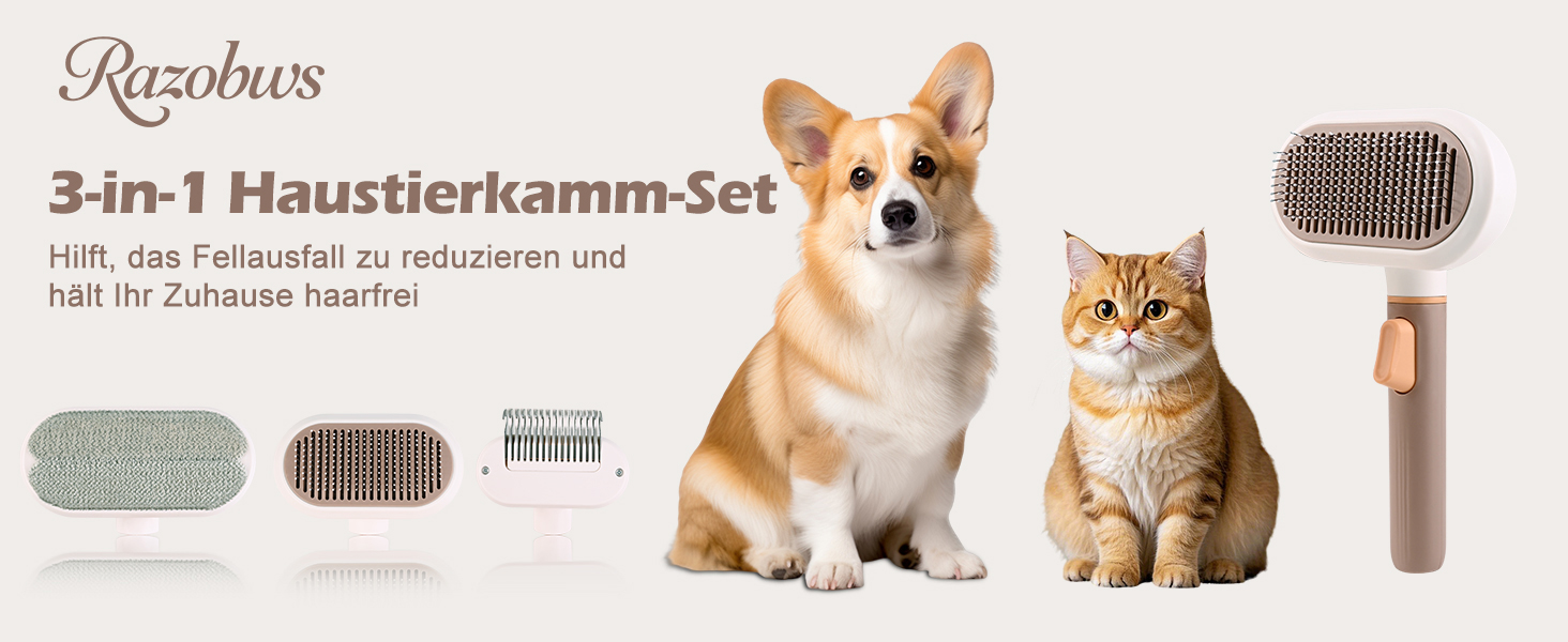 Універсальна щітка для котів та собак з довгим хутром, самоочисна, з нержавіючої сталі, для видалення шерсті та розплутування, з масажними щетинками, зняття шерсті одним натисканням