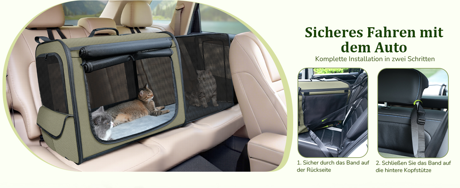 Pecute Розширювана переноска для котів та маленьких собак, переноска-трансформер, 61 x 52 x 45 см, для подорожей, темно-сірий, темно-зелений