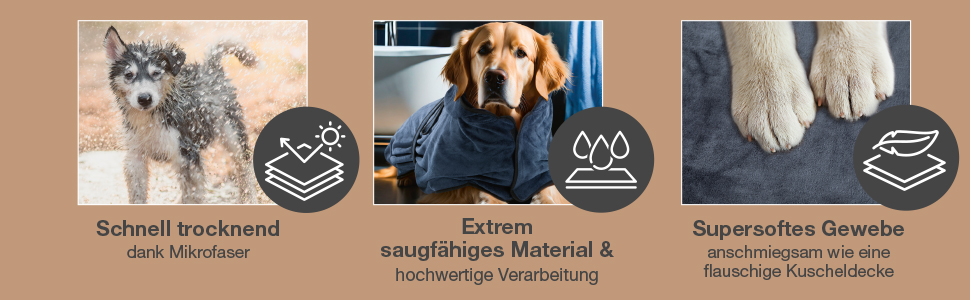 Рушник для собак темно-синій, розмір M | М'який, швидковисихаючий, вбираючий | Рушник для тварин з клямками | Для середніх собак | Аксесуар для домашніх тварин темно-синього кольору, 1 шт.