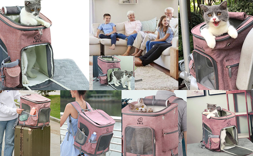 Рюкзак-переноска для собак та котів з сіткою, високоякісна переноска для маленьких собак, котів, кроликів, 28x27x43 см (Сірий, M)