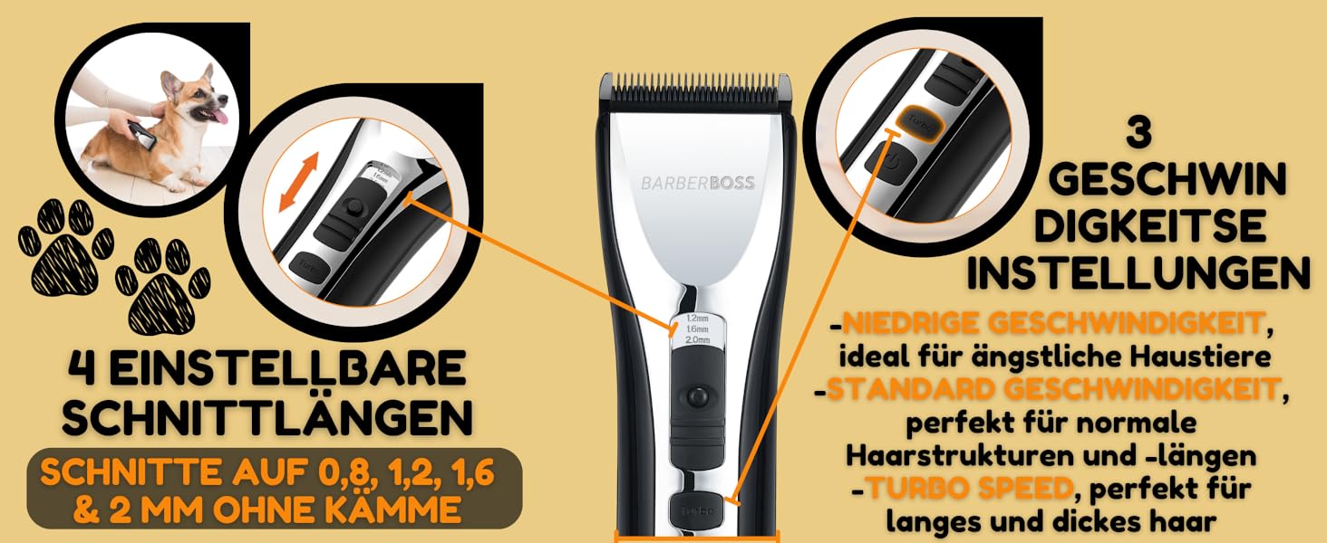 Професійний собачий триммер BarberBoss QR-9086 для густого волосся: набір для догляду за собаками та котами, бездротовий, тихий