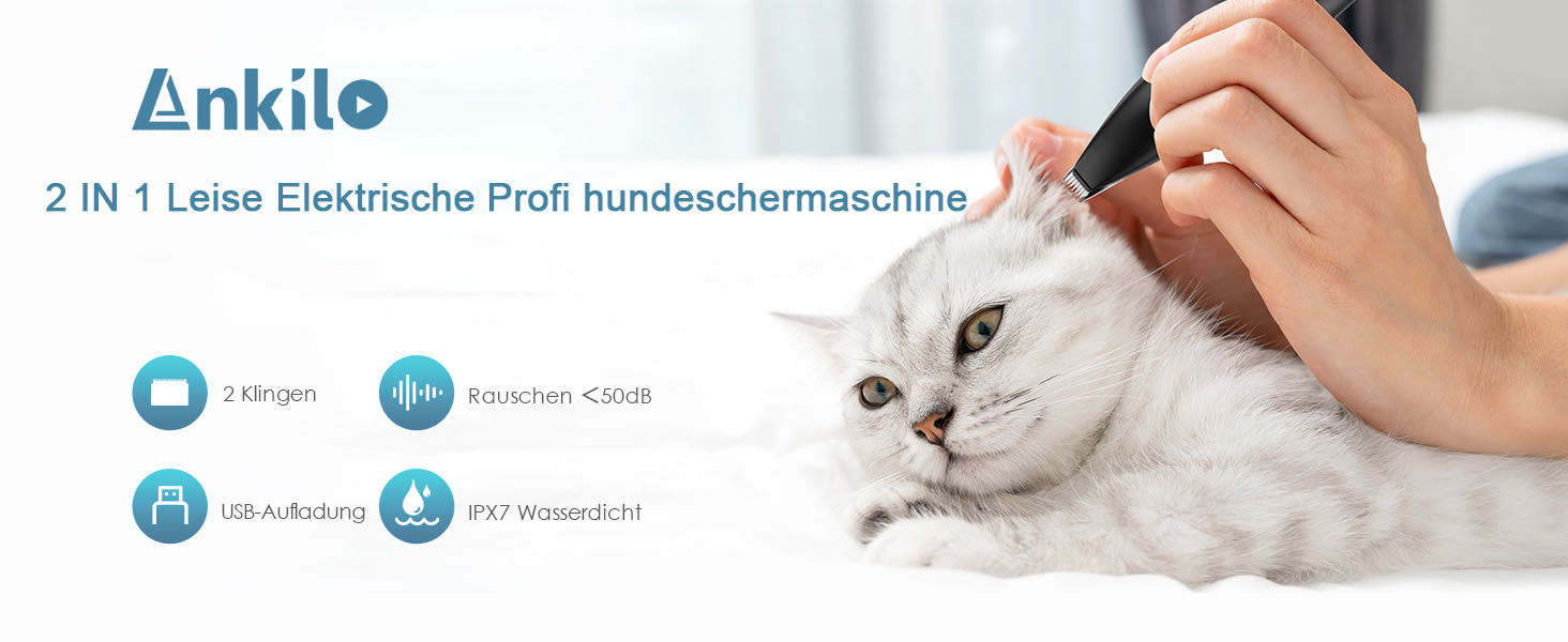 Триммер для обрізки кігтів собак з керамічним лезом - IPX7, USB, безпечний, тихий, чорний
