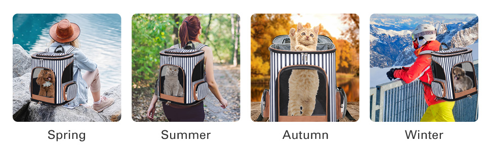 Екскескі Розширюваний рюкзак для кота – дихаючий, портативний, для середніх та великих котів та собак, з внутрішньою безпечною кліткою та килимком, підходить для ваги до 9 кг (XL, смугастий)