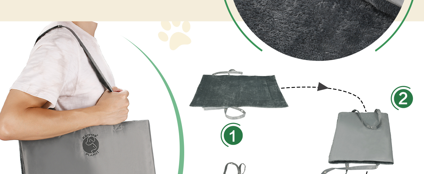 Водонепроникний килимок для котів та собак Kritter Planet, складаний, миючий, 80 x 60 см, чорний