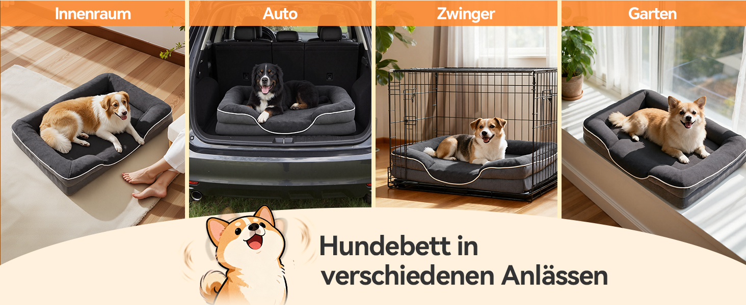 Ортопедичне ліжко для собак великих порід, м'яке, з антиковзною основою, дихаюче, сіре, 100x70x20 см