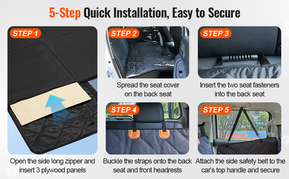 Захисна ковдра для собак VEVOR на заднє сидіння авто, 137x61 см, до 180 кг, з жорсткою основою, сітчастим вікном та кишенею для зберігання