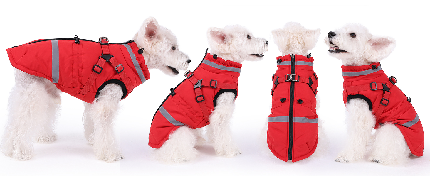 Водонепроникний зимовий одяг для собак та котів Poseca, червоний, XS