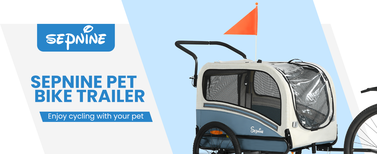 Причеп для собак SEPNINE® 2-в-1 для велосипеда та джоггінгу, блакитний (до 30 кг)