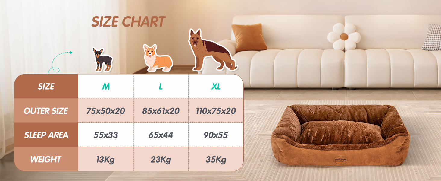 Ортопедичне ліжко для собак Nobleza, великі породи, XL, 110x75x20 см, коричневе, м'яке, антиковзаюче