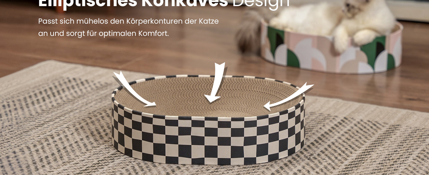 Кігтеточки для котів Conlun 2 в 1: овальні, з мискою та гніздом. З гофрокартону, для лежання та точіння кігтів. Розмір 43x33x10 см