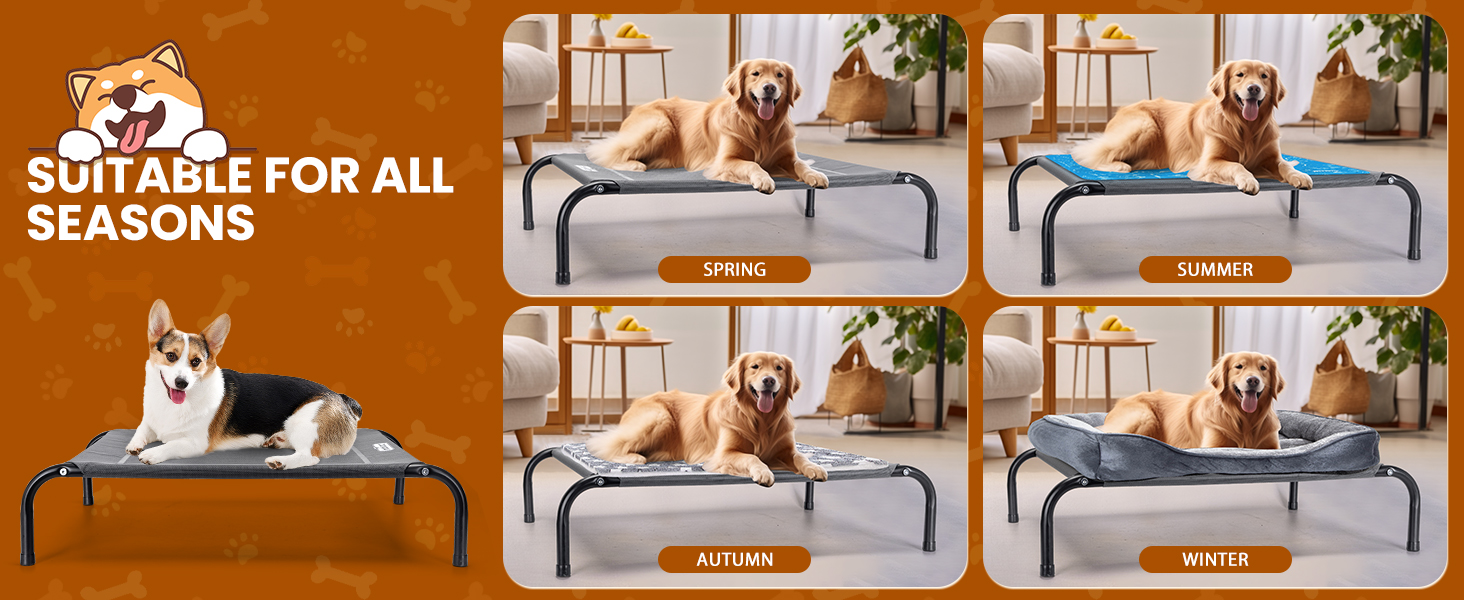 Nobleza Hundeliege Outdoor: Підвищене ліжко для собак, середній розмір, для вулиці, кемпінгу, з охолодженням, сіре, M, 105x80x20 см