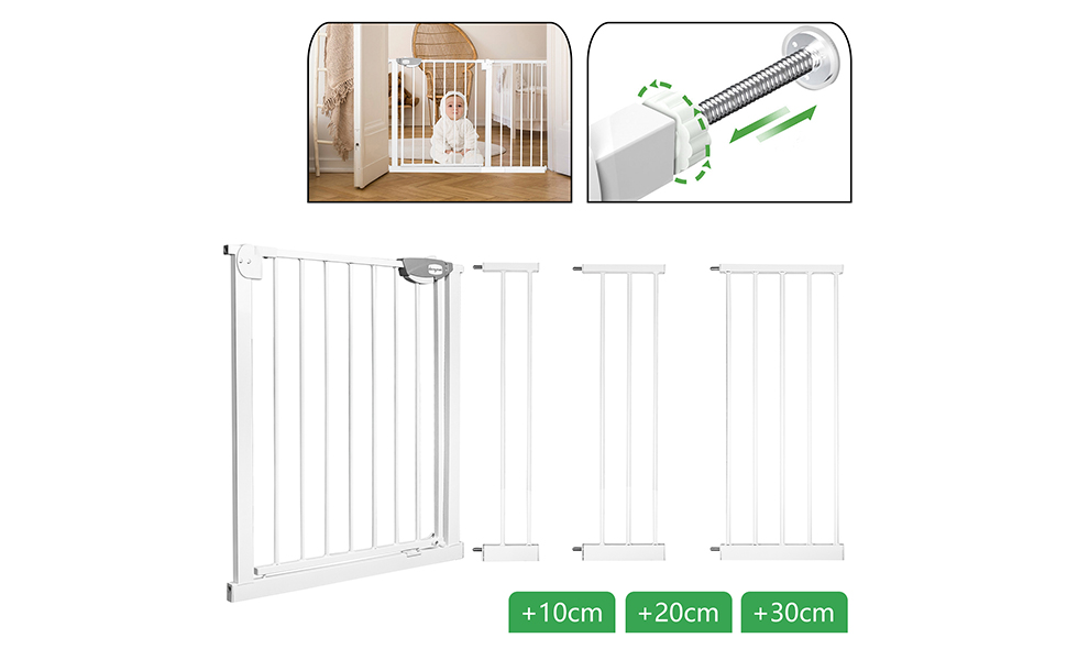Захисне ворота для дитячих воріт HENGMEI - автоматичне закриття, без свердління, 95-105 см, білий