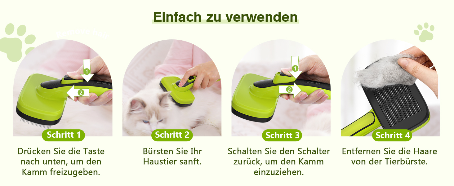 Щітка для собак з довгим хутром Pecute, щітка для котів, щітка для домашніх тварин, самоочисна вичасувальна щітка, гребінець для собак Pecute, м'яко видаляє підшерсток, масажна щітка для догляду за шерстю котів та собак з короткою шерстю