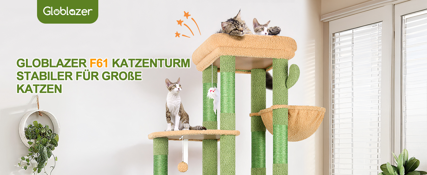 Драбина-будинок для котів Globlazer XL, 156 см, сірий, з будиночком та когтеточками